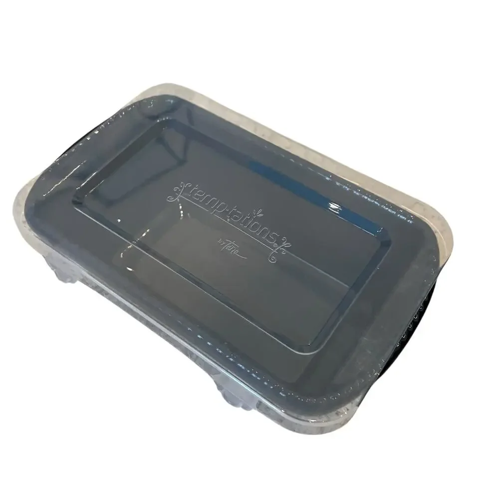 Temptations by Tara Mini Ceramic Loaf Pan w/ Lid 12oz Holiday Plaid Bakeware NEW
